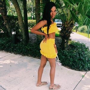 Yellow fashion nova two piece